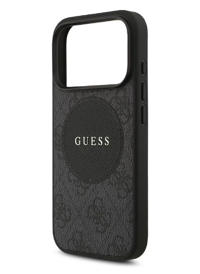 Guess MagSafe 4G PU Leather Case with Round Patch & Classic Logo for iPhone 17 Pro Max - Black - Image 2